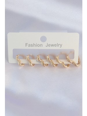 Renas Store Pirinç Gold Renk Kalp Model Küpe Seti