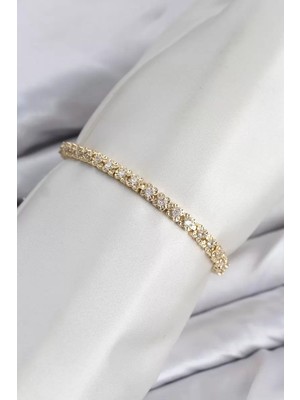 Renas Store cm Model Zirkon Taşlı Vıp Seri Gold Renk Pirinç Kadın Bileklik TJ-BB8604