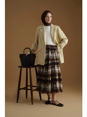 Armine Batik Desenli Etek Haki