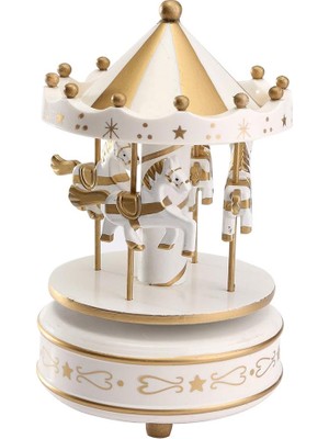 Renas Store Atlı Karınca Müzik Kutusu Gold-Beyaz Renk MZ-417