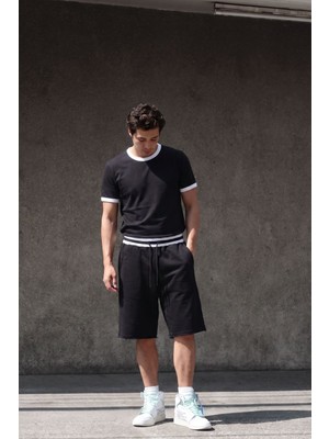Gothamvibes Erkek Ringer Siyah T-Shirt