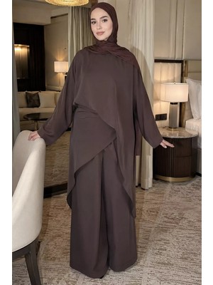 Julude Bel Lastikli Pantolon Özel Tasarım Panço Bluz Tesettür Ikili Takım P-00022195