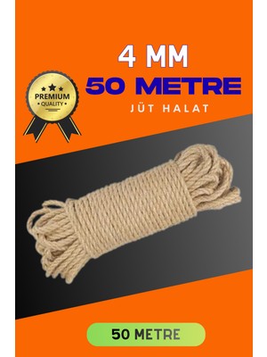 Renas Store 4 mm 50 Metre Jüt Halat Dekoratif Hasır Ip Urgan Süs