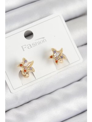 Renas Store Pirinç Zirkon Taşlı Yıldız Model Gold Renk Çocuk Küpe - TJ-BKP11200