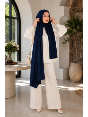 Wearflawless Geçmeli Hazır Pratik Penye Şal, Iç Göstermeyen Tesettür Şal, Kaymaz Günlük Kullanım Için Şal
