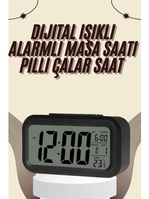 Renas Store Dijital Masa Saati Termometreli Takvim Çalar Saat LED Ekran Pilli