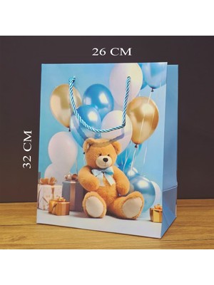 Renas Store Büyük Boy Ayıcıklı Karton Hediye Çantası