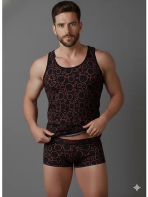 Renas Store Erkek Desenli Tank Top Boxer Takımı