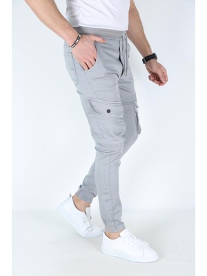 Myrab Denim Erkek Kargo Cepli Paça Bel Lastikli Likralı Kargo Cep Pantolon