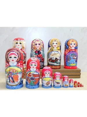 Renas Store 10'lu Ahşap Matruşka Seti ALK4389
