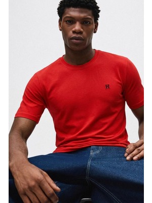 Comstar Erkek H Nakış Desenli Oversize Tshirt