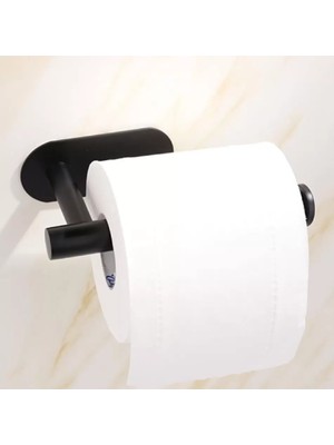 Renas Store Kendinden Yapışkanlı Tuvalet Kağıtlığı – Mat Siyah Modern Banyo Rulo Askısı