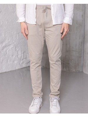 Blayn Jeans Erkek Krem Jogger Pantolon – Rahat Kesim, Bağcıklı, Mevsimlik Günlük Kullanım