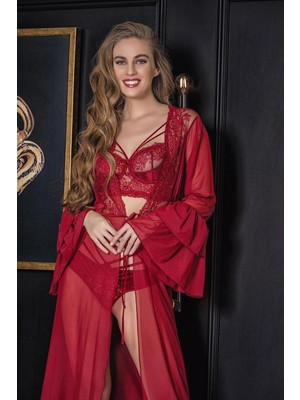 MTM My The Mall Giyim Transparan Bralet String Takım Bordo