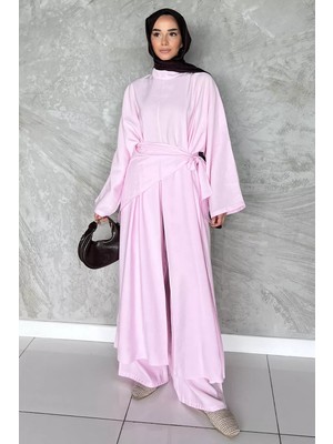 Julude Bel Lastikli Pantolon Parçalı Bluz Tesettür Ikili Takım P-00022193