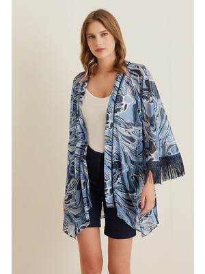NaraMaxx Kolları Püsküllü Asimetrik Kimono