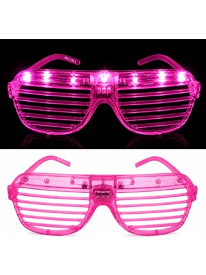 Renas Store LED Işıklı Panjur Parti Gözlüğü Pembe Renk Shutter Gözlük