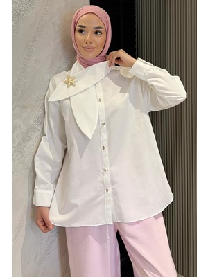 Julude Yaka Detaylı Gold Düğmeli Tesettür Gömlek Tunik P-00022184