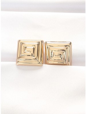 Belirtilmemiş Pirinç Gold Renk Kare Form Küpe