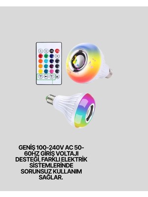 Astraltech 12W LED Ampul – Renkli Işık ve Dahili Hoparlör Özellikli