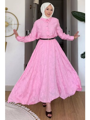 Julude Gülseli Gömlek Etek Tesettür Ikili Takım ( Gömlek Astarsız Etek Astarlıdır) P-00021908