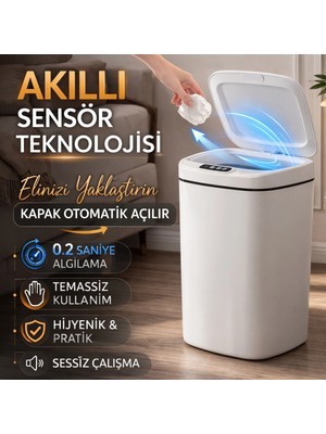 Renas Store Sensörlü Çöp Kovası Otomatik Kapak Temassız