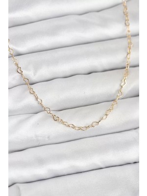 Renas Store cm 14K Gold Renk Kalp Zincirli Kadın Kolye - TJ-BKO10924