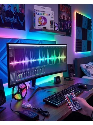 Renas Store 5050 Rgb LED Şerit 5 Metre Uzaktan Kumandalı Ortam Aydınlatma LED