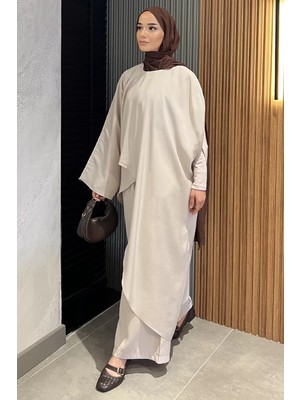Julude Bel Lastikli Pantolon Özel Tasarım Panço Bluz Tesettür Ikili Takım P-00022195