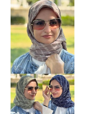 ALDAIYR 3 Jakarlı Pamuk Caz Eşarp 120X120 Pamuk Ikinci Desen