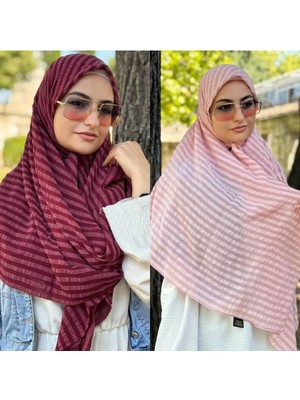 ALDAIYR 2 Jakarlı Pamuk Caz Eşarp 120X120 Pamuk