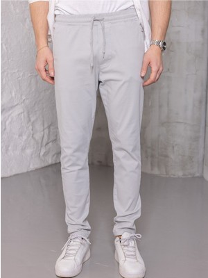 Blayn Jeans Erkek Gümüş Jogger Pantolon – Rahat Kesim, Bağcıklı, Mevsimlik Günlük Kullanım