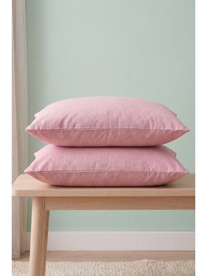 Pudra Pamuklu 2\'li Yastık Kılıfı 50X70 cm
