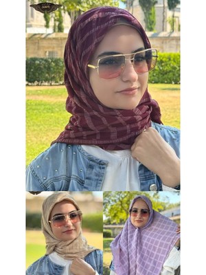 ALDAIYR 3 Jakarlı Pamuk Caz Eşarp 120X120 Pamuk Ikinci Desen