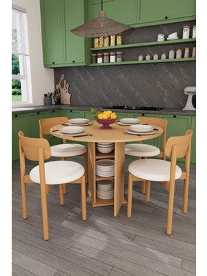 Asra Trend Modern Dolaplı 4 Kişilik Mutfak Yemek Masası ve Sandalye %100 MDF Mutfak Yemek Odası Masası Takımı YMT04