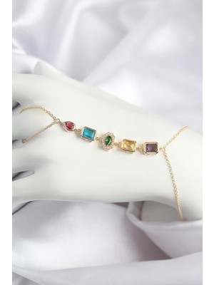 Renas Store Pirinç Renkli Zirkon Taşlı Model Gold Renk Şahmeran - TJ-SN725