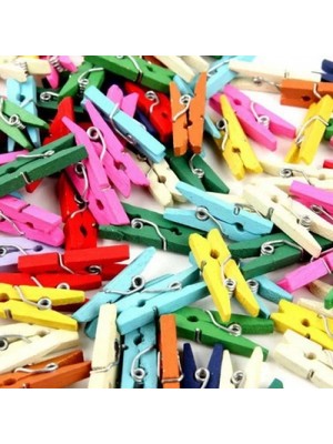 Renas Store 50'li Renkli Ahşap Mandal 3.5cm (10'lu PAKET-500 Adet)