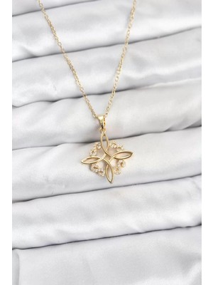 Renas Store 316L Çelik Zincir Gold Renk Sonsuzluk Model Zirkon Taşlı Kadın Kolye - TJ-BKO10873