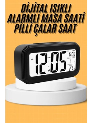 Astraltech Dijital Masa Saati Takvim Çalar Saat Alarmlı Işıklı LED Ekran Pilli