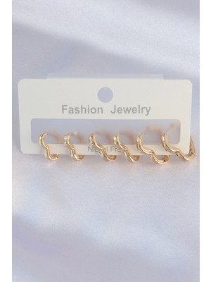 Renas Store Pirinç Gold Renk Kalp Model Küpe Seti