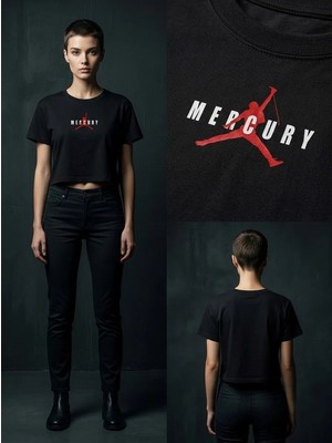 Pod Freddie Mercury Tarzında Crop Top T-Shirt
