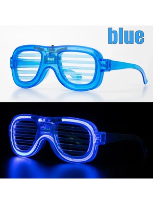 Renas Store Mavi LED Işıklı Parti Gözlüğü - Neon Glow Şerit Gözlük 3 Modlu