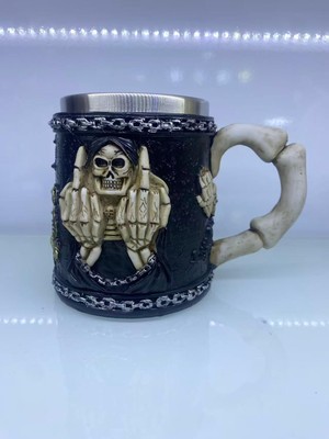 Renas Store Orta Parmak Motifli Çelik Kupa Bardak Kod 6978
