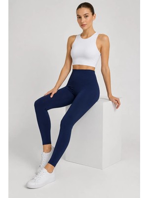 Exit Collection Kadın Spor Indigo Lacivert Tayt - Düz Kadın Tayt Uzun Regular Normal Bel