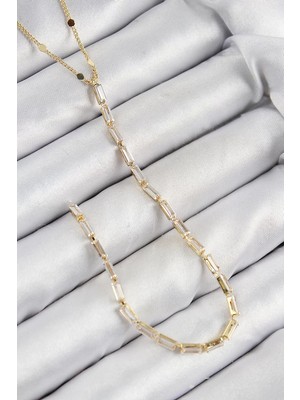 Renas Store Pirinç Zirkon Taşlı Model Gold Renk Y Kolye - TJ-BKO10450