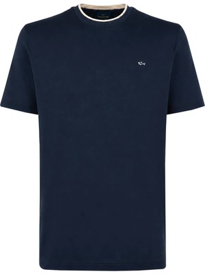 Paul & Shark Erkek Normal Kesim Logo Detaylı Yuvarlak Yakalı Pamuklu Kısa Kollu Lacivert T-Shirt 16311605-013