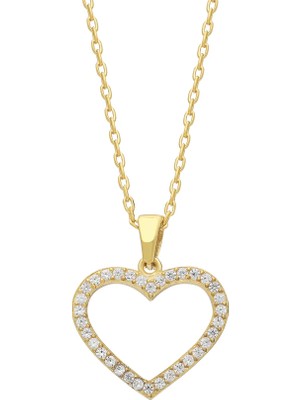 Eva Pırlanta Taşlı Kalp Kolye 718006 Gold