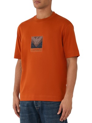 Emporio Armani Erkek Renk Bloklu Bisiklet Yaka Kısa Kollu Turuncu T-Shirt EM006685 AF13669-M6528