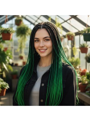 Renas Store Afrika Örgüsü ve Rasta Için Sen Ombreli  / Siyah / Koyu Yeşil / Açık Yeşil