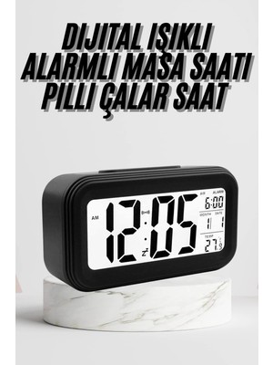Renas Store Dijital Masa Saati Termometre Takvim LED Ekran Pilli Ev Ofis Masası